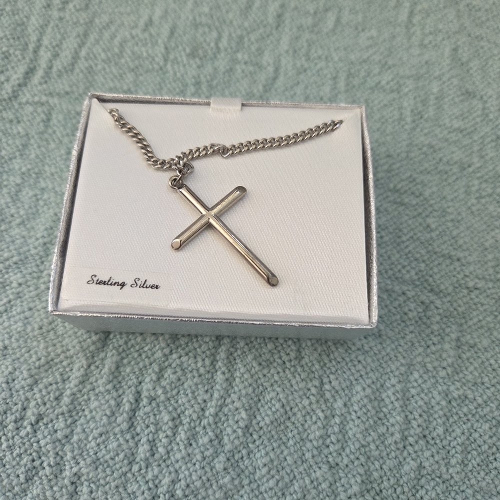 Sterling Silver Cross Pendant Necklace - Silver